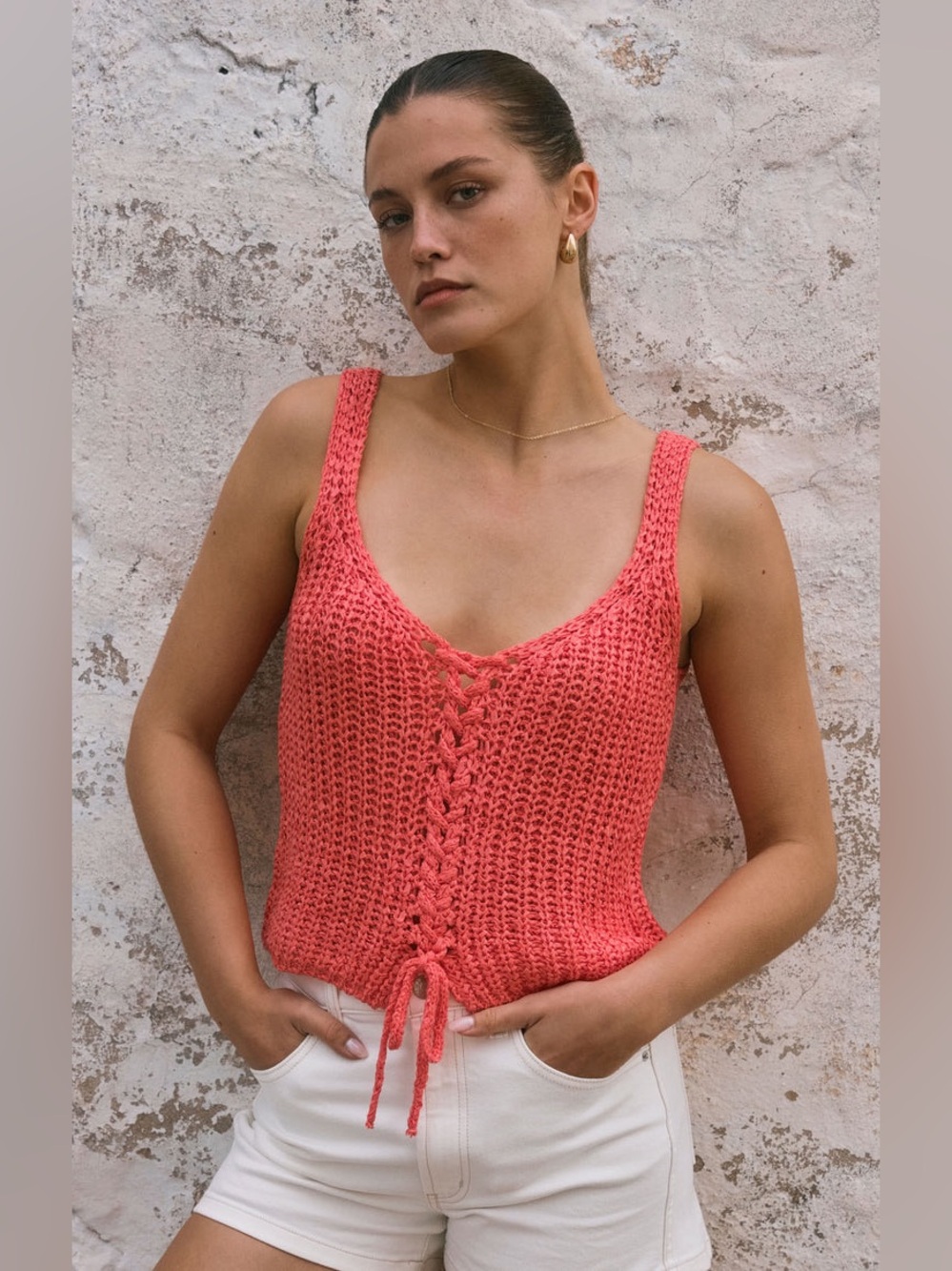 Z Supply Coral Crochet Tate Lace-Up Tank